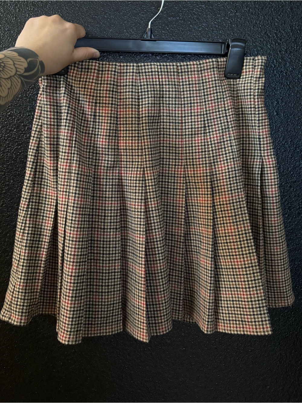 Brandy Melville Plaid Circle Skirt in Beige, Brown and Pink